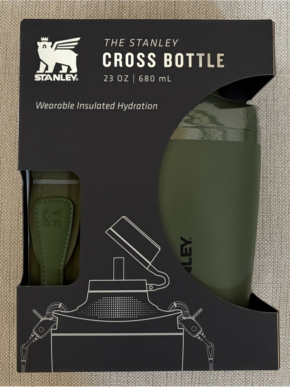 Stanley Cross Bottle 23oz Wearable Insulated w/ Strap Dark Olive Army Green